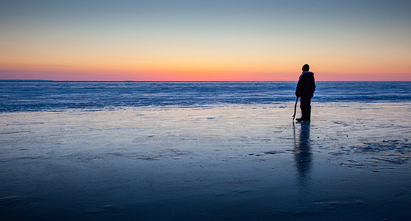 Boy's Sunset on Ice